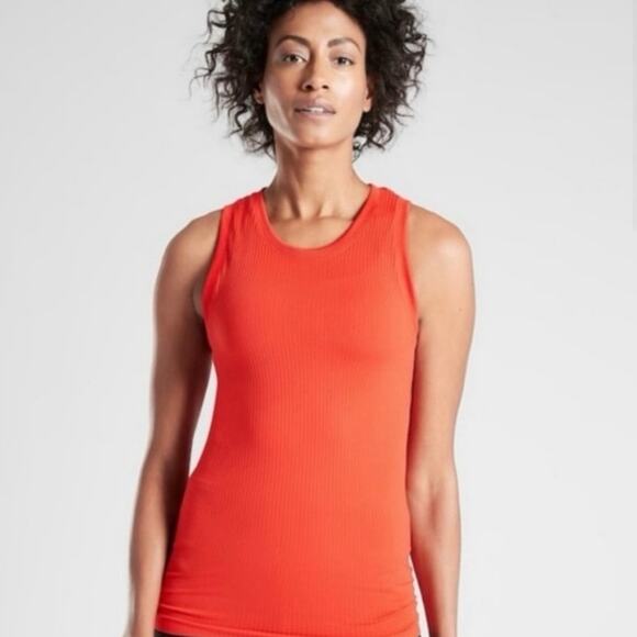 Athleta Torch Red/Orange Ribbed CYA Athletic Tank Top, Size Small - Picture 1 of 6